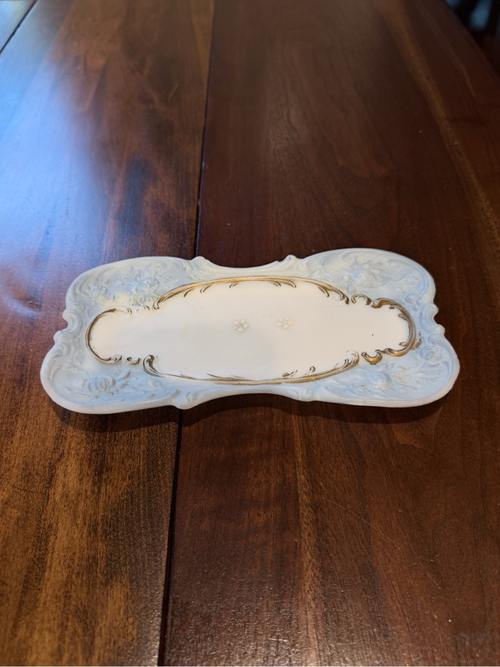 Antique Victorian milk glass vanity dresser tray by the Dithridge & Company 1890